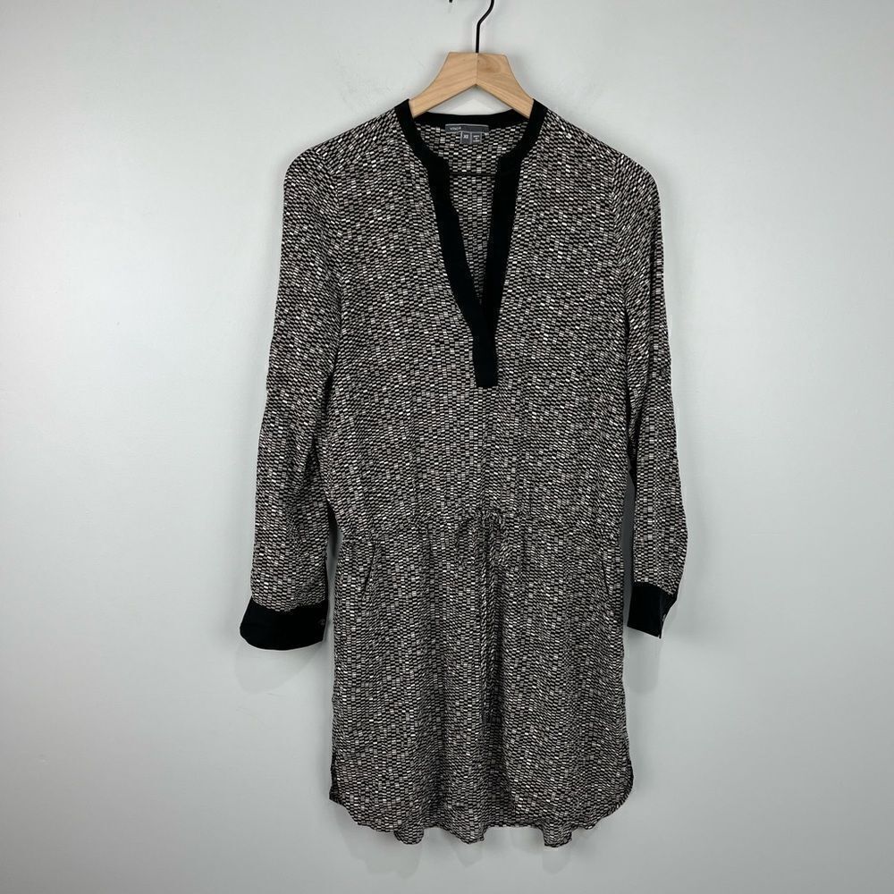 Vince Patterned Drawstring Waist Dress XS